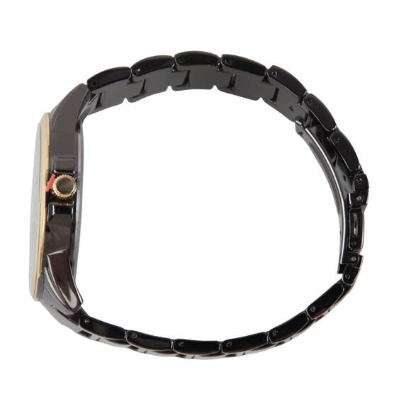 True Religion Men’s Gunmetal Gold Bracelet Buddha Guitar Logo Watch TRM102 - Picture 3 of 8